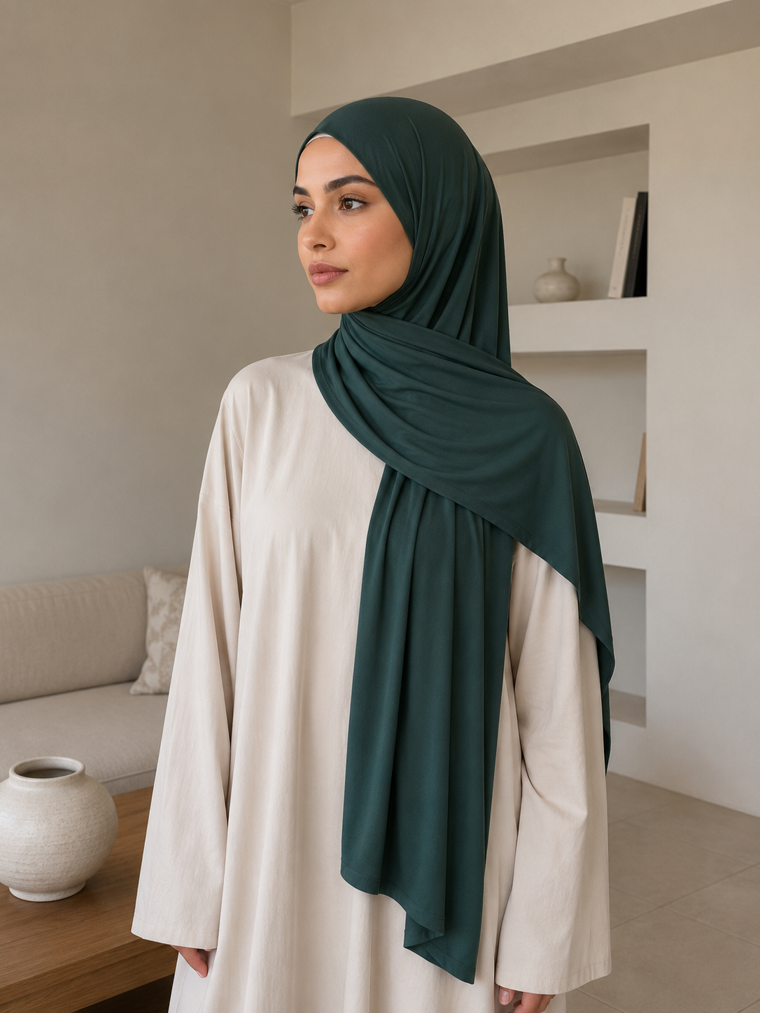 Hijab jersey Premuim - Vert Pétrole