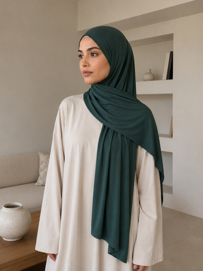Hijab jersey Premuim - Vert Pétrole