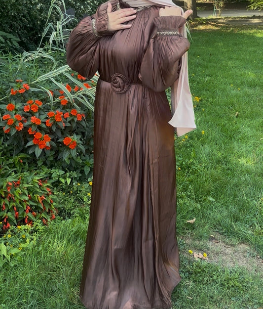 Robe longue marron