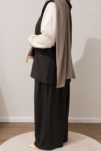 Ensemble Tailleur Gilet Sans Manches & Pantalon Large
