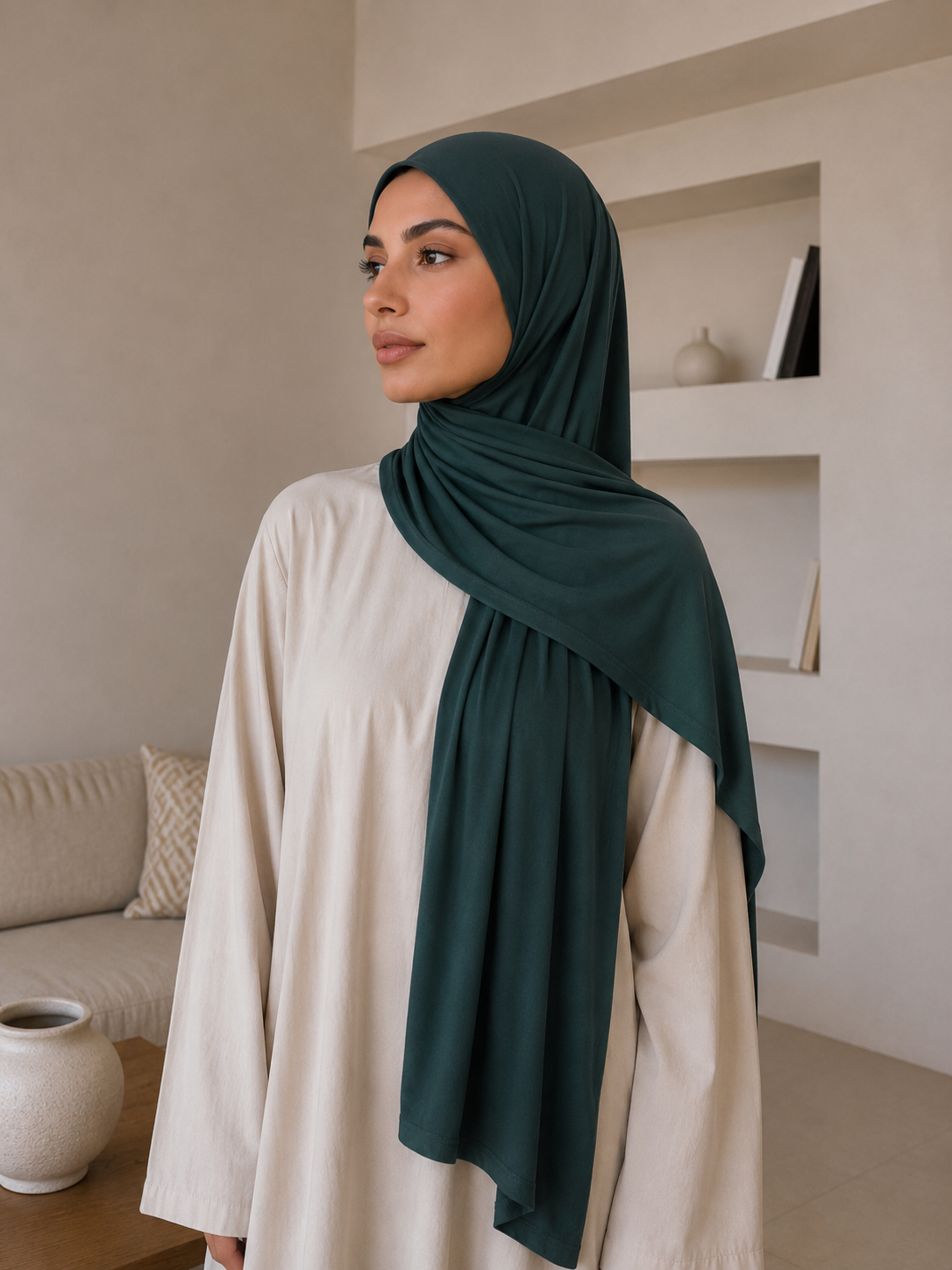 Hijab jersey Premuim - vert Sapin