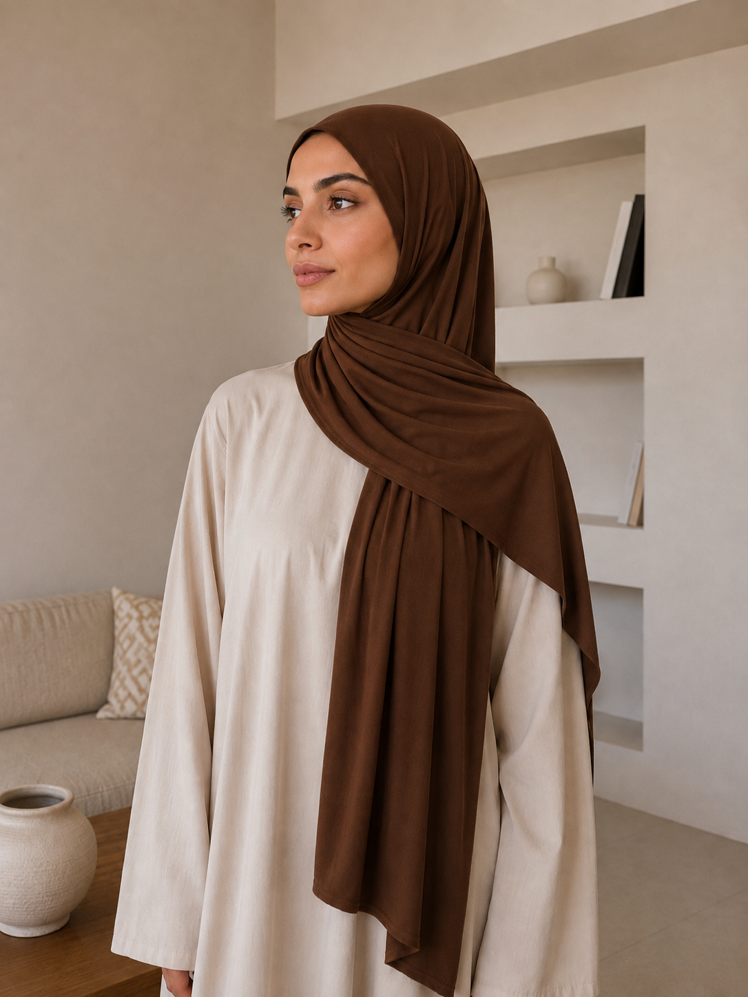 Hijab jersey Premuim - Marron