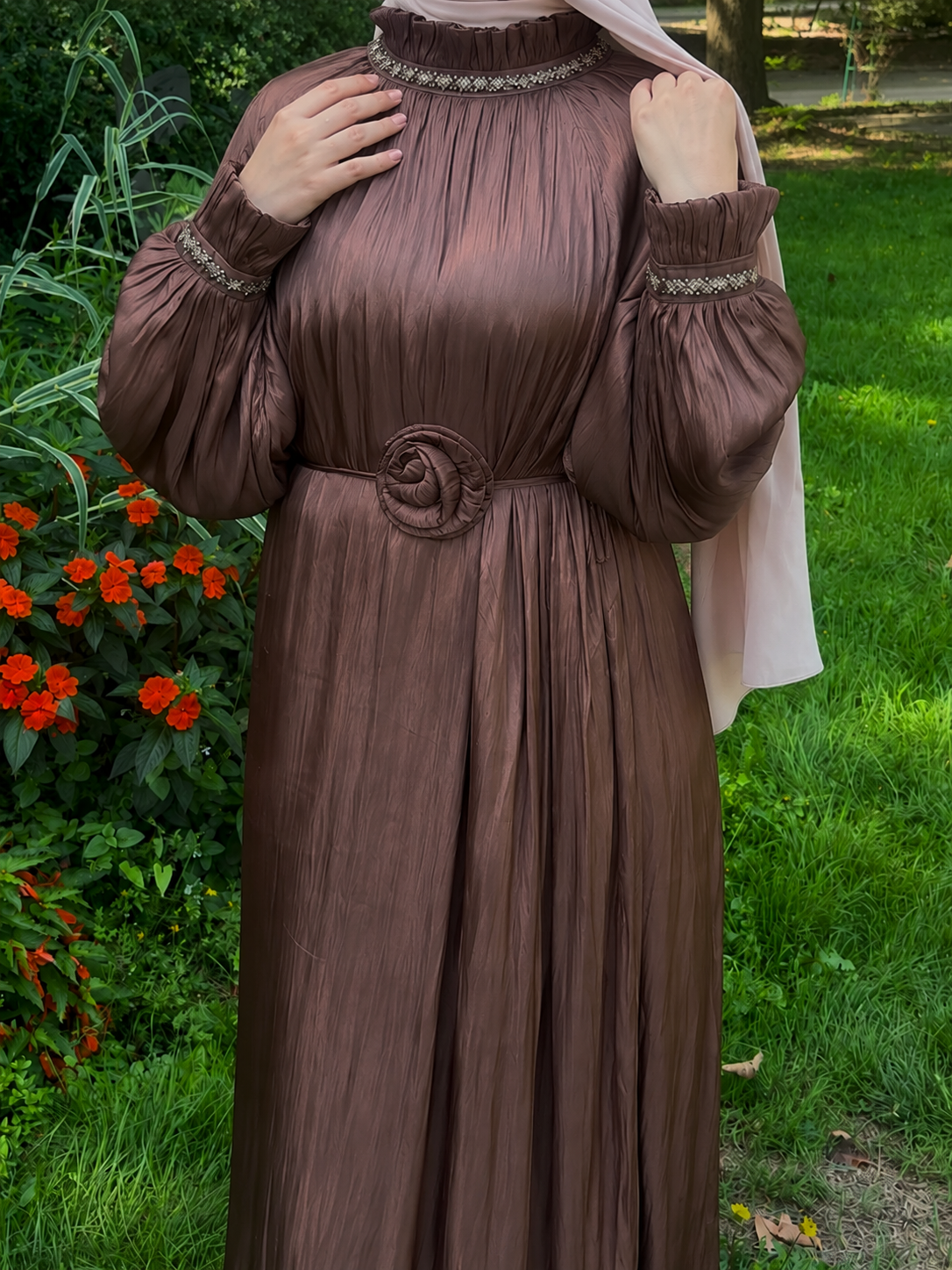 Robe longue marron