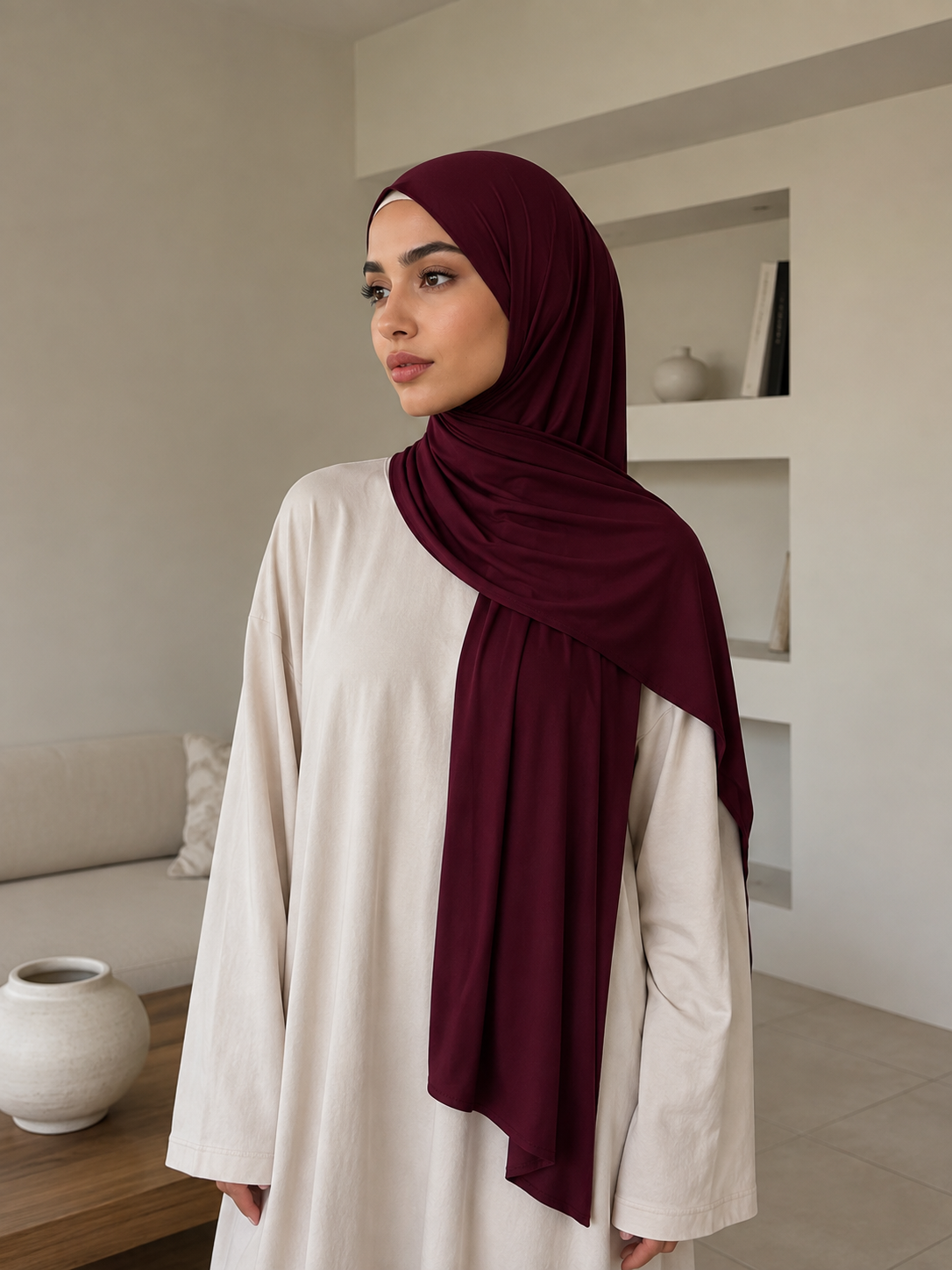 Hijab jersey Premuim - Bordeaux